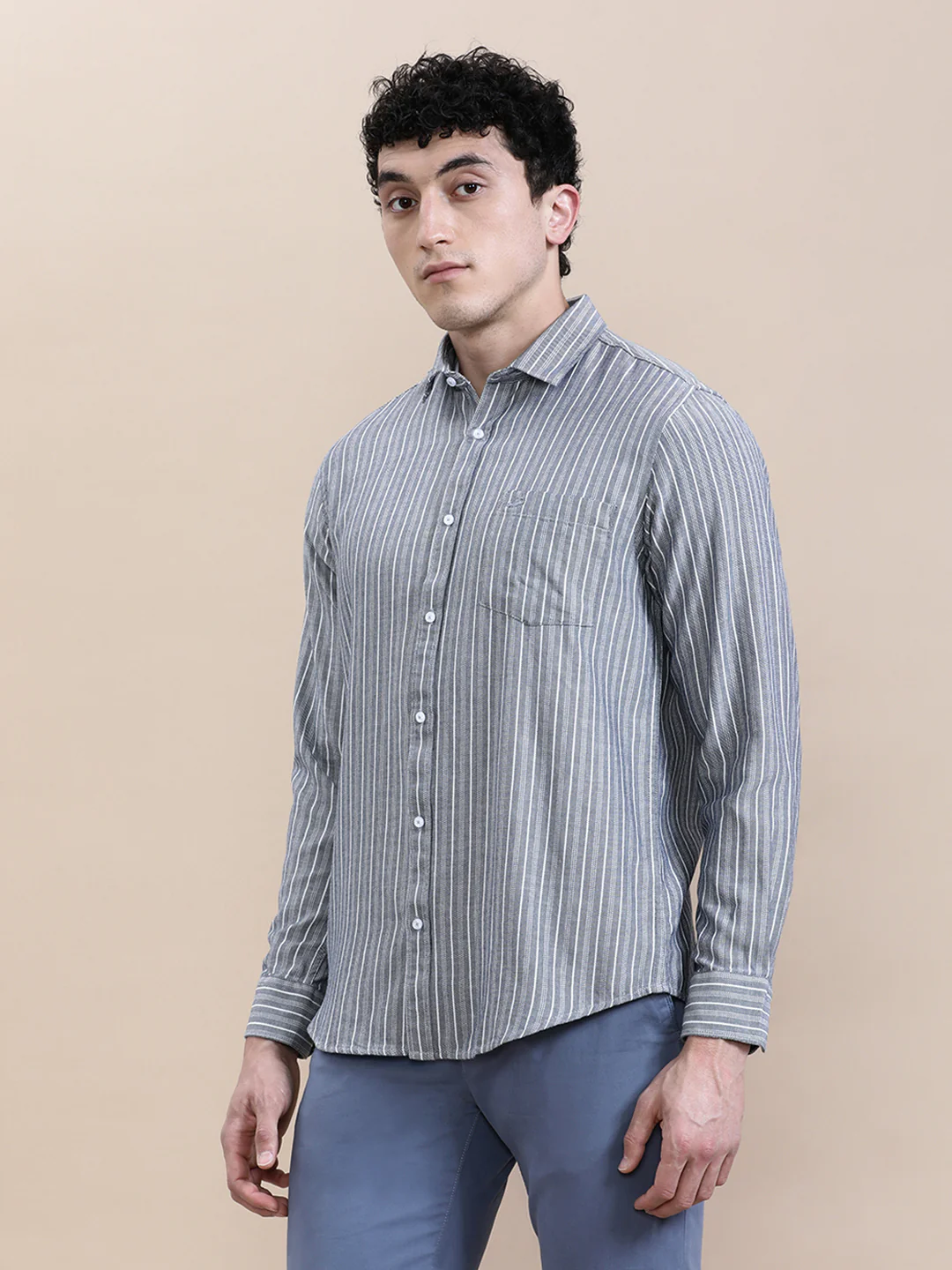 Classic Blue Striped Comfort Fit Shirt