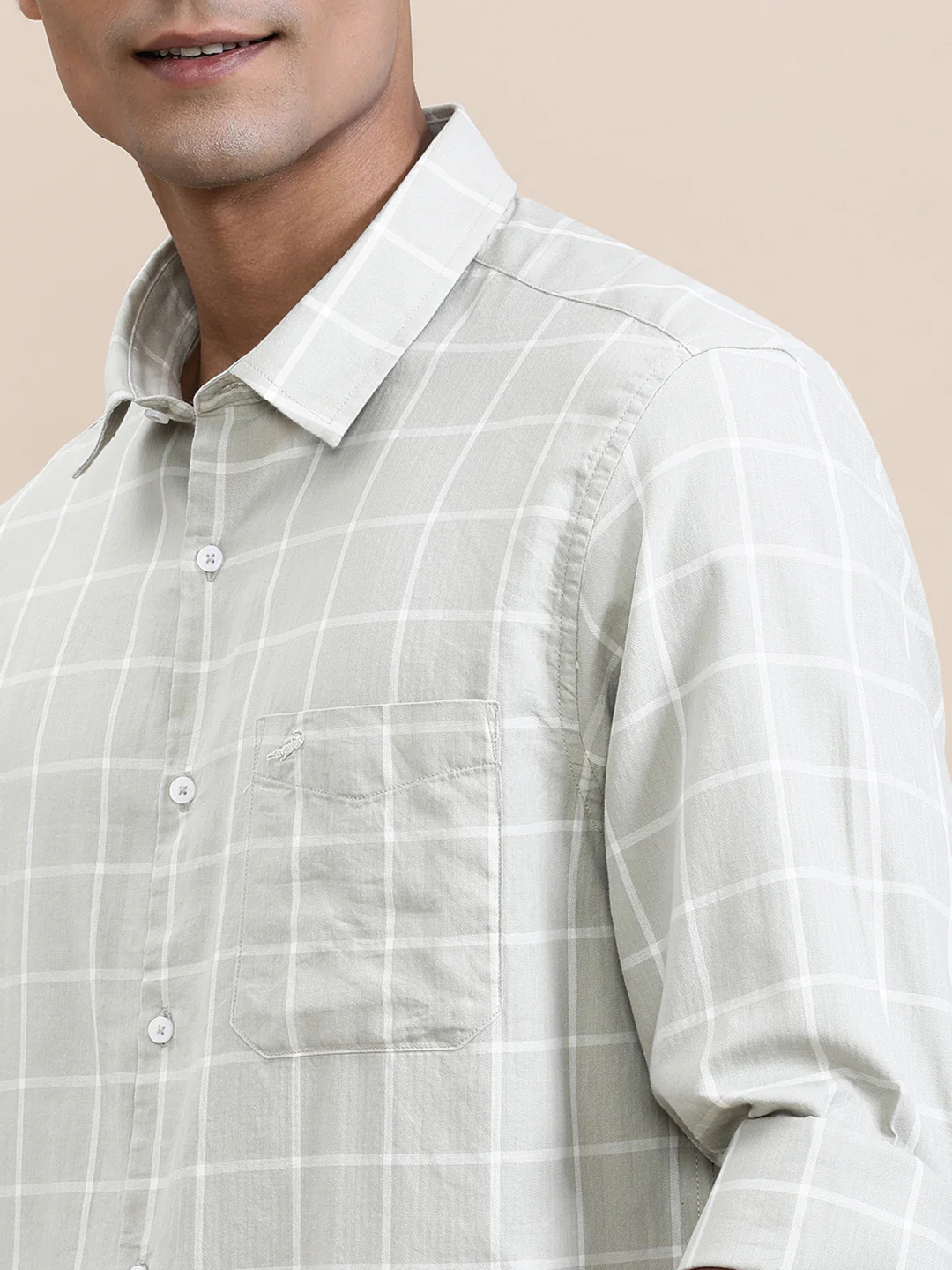 Grey Windowpane Lightweight Shirt