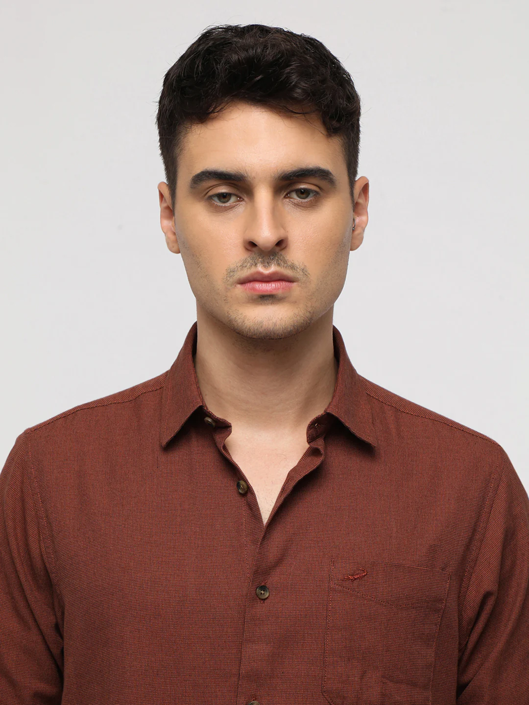 Dual Tone Rust Permium Textured Shirt