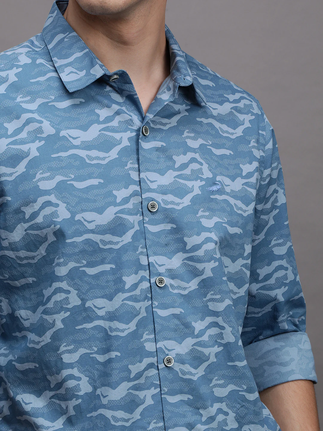 Blue Printed Full Sleeve Shirt