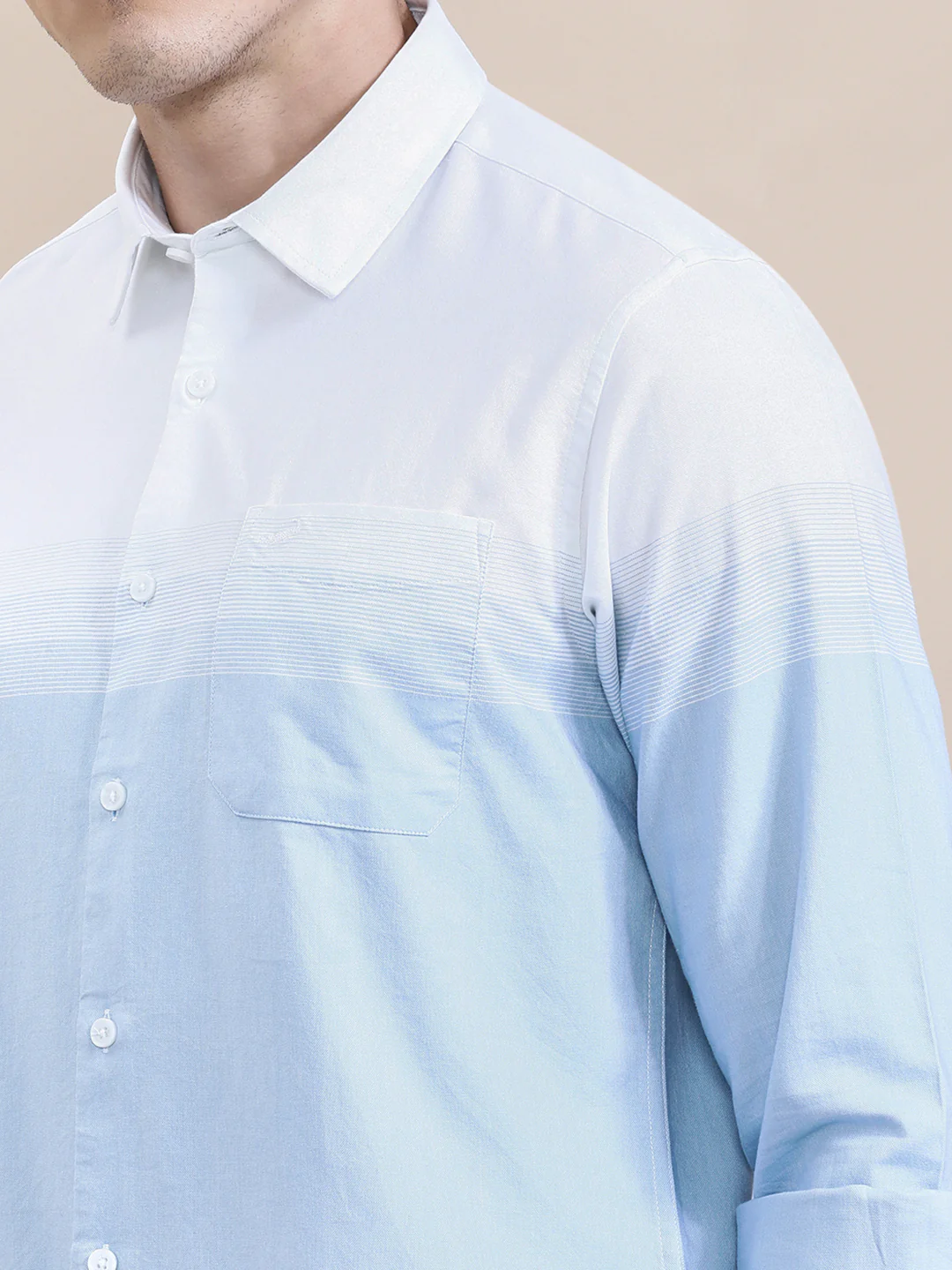 White Engineered Stripe Full Sleeve Shirt