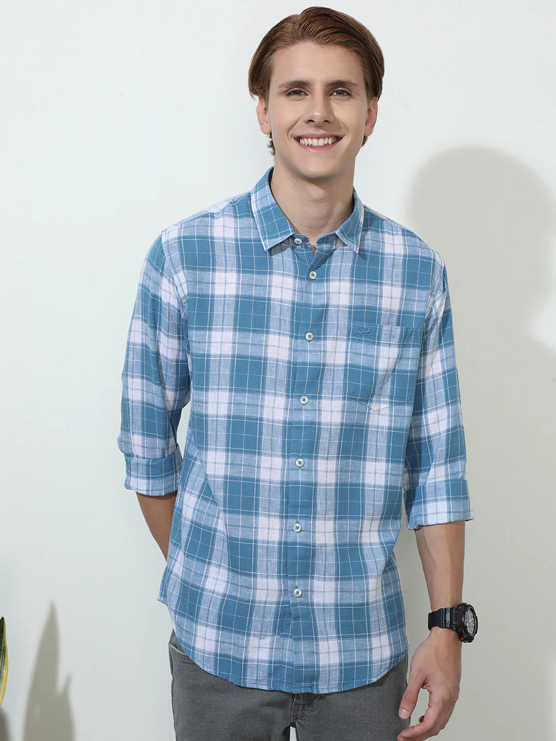 Checked Blue Full Sleeve Casual Shirt