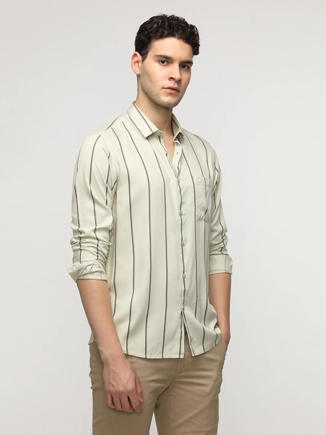 Ecru Stripe Fluid Shirt