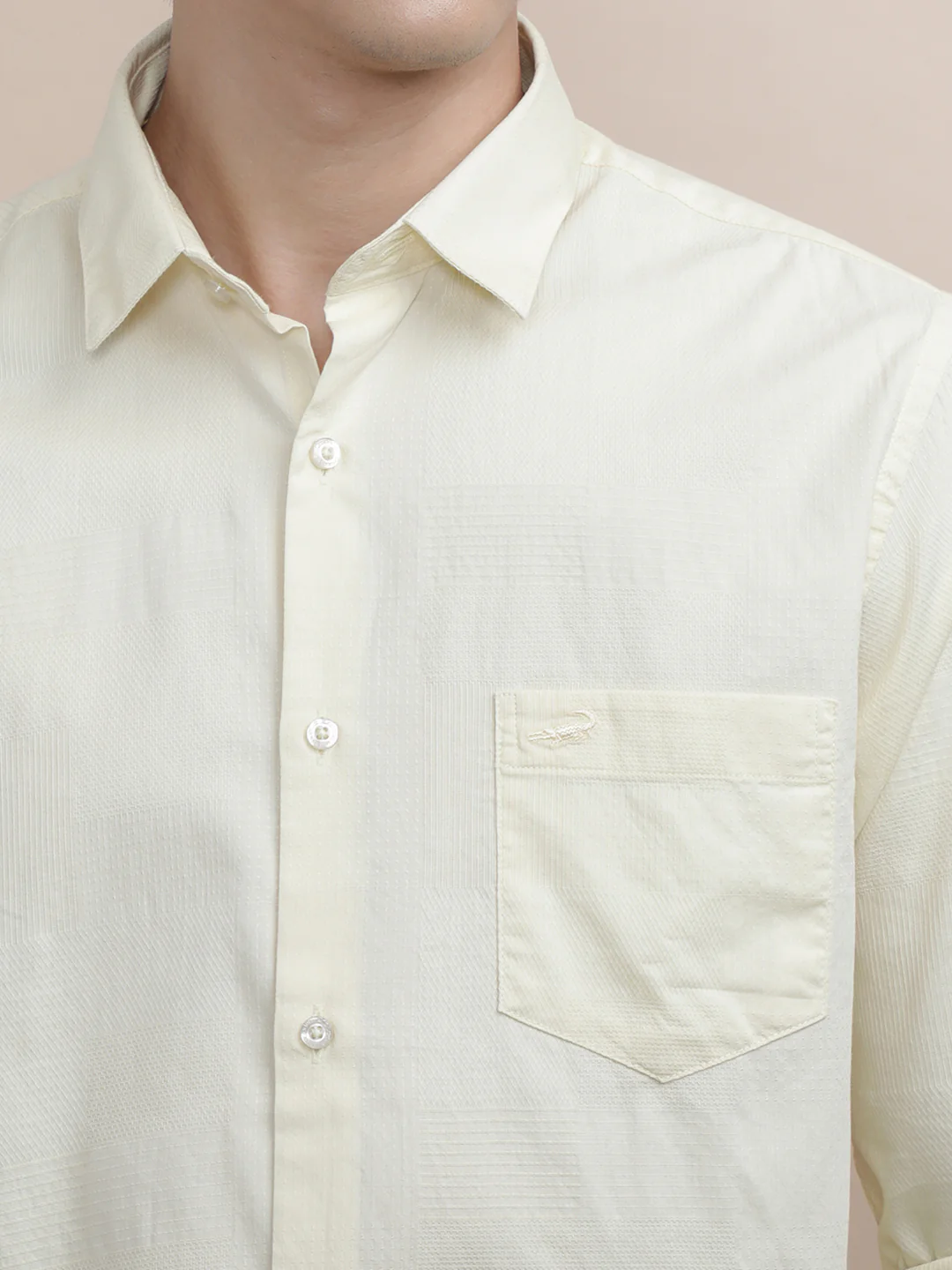 Solid Cream Full Sleeve Casual Shirt