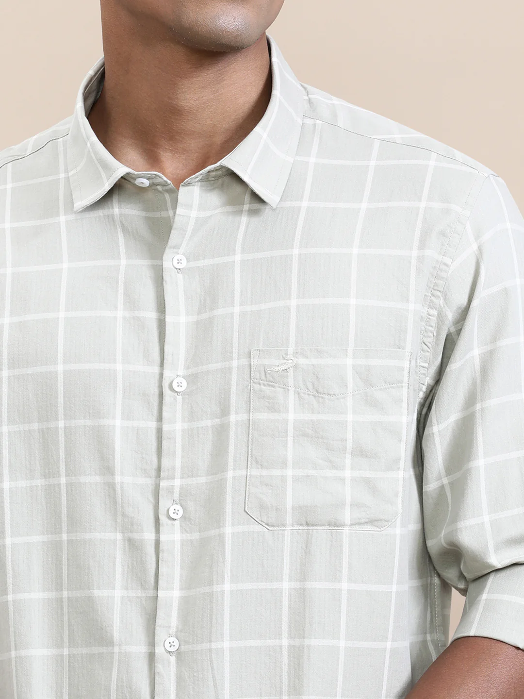 Grey Windowpane Lightweight Shirt