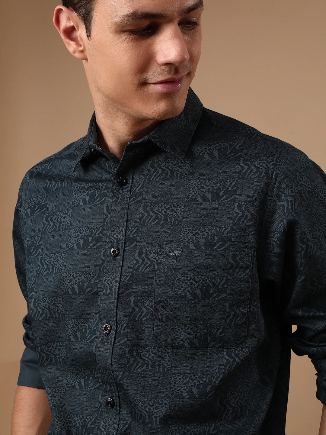 Casual Blue Printed Full Sleeve Shirt