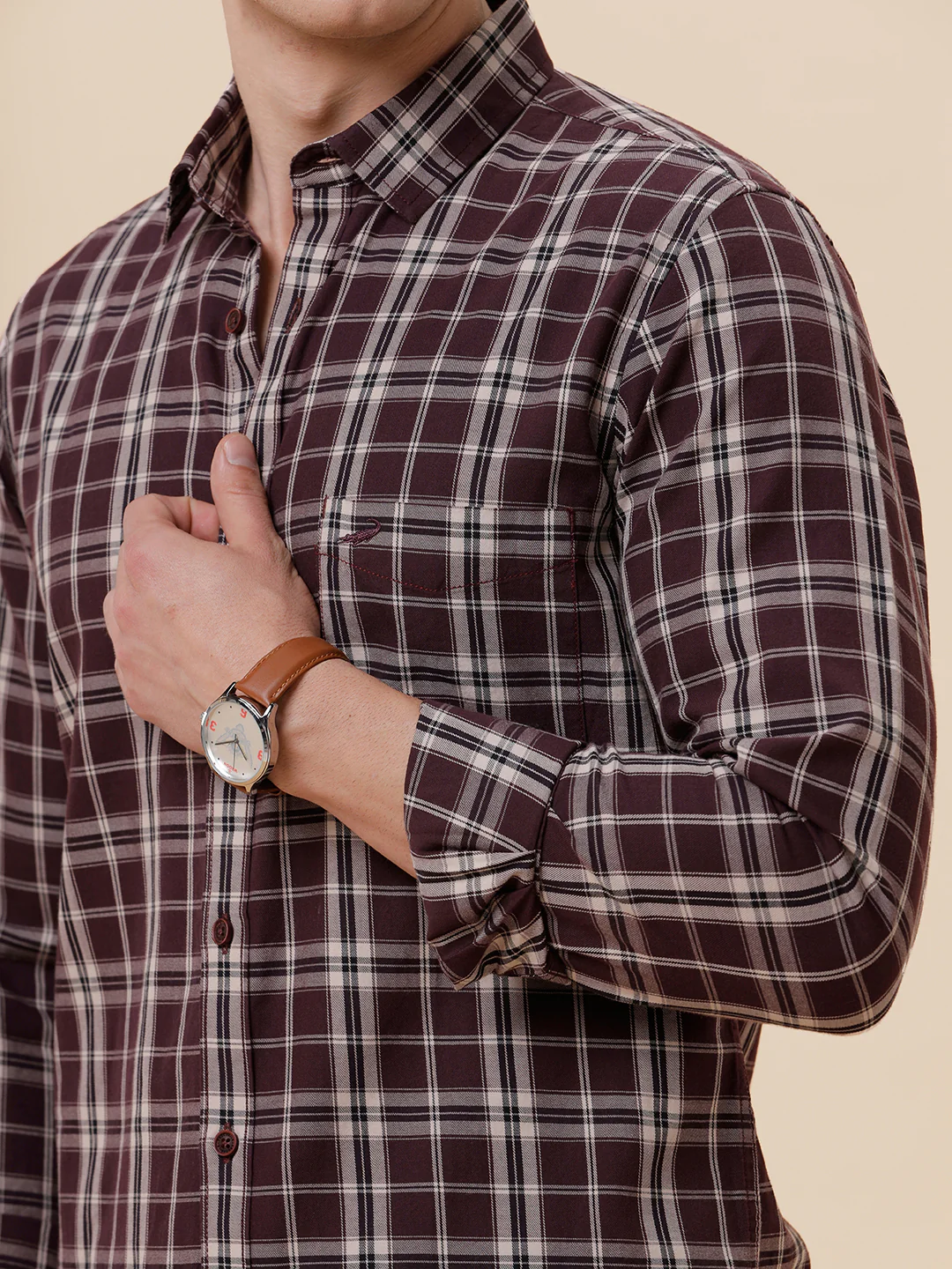 Cotton Slim Fit Checks Shirt