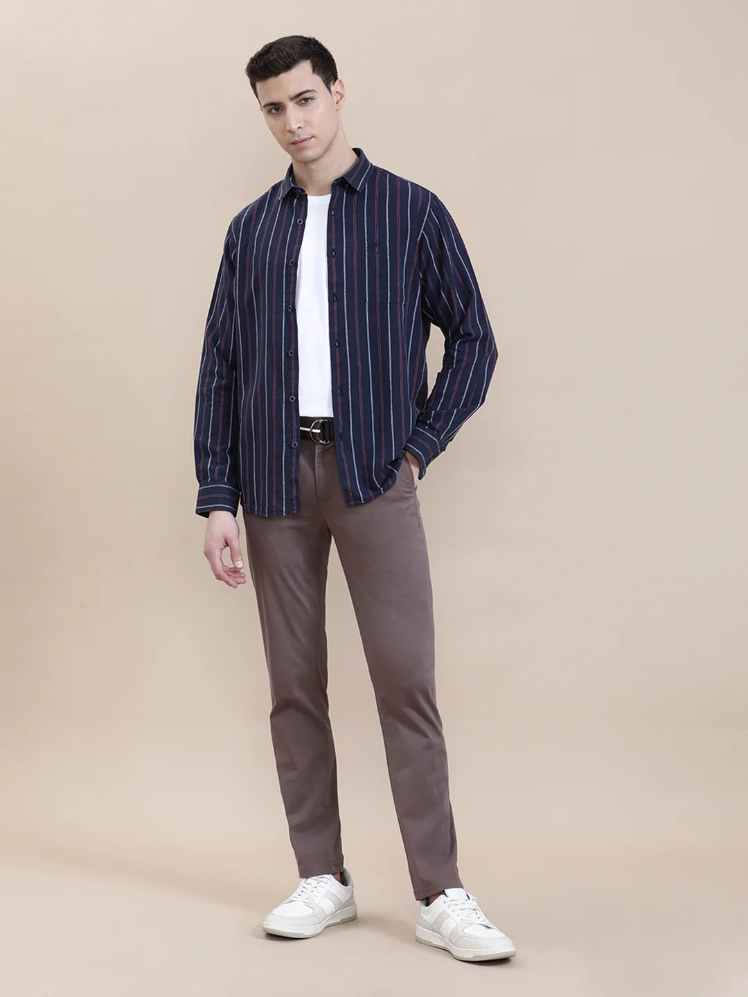 Linen Blend Striped Full Sleeve Shirt