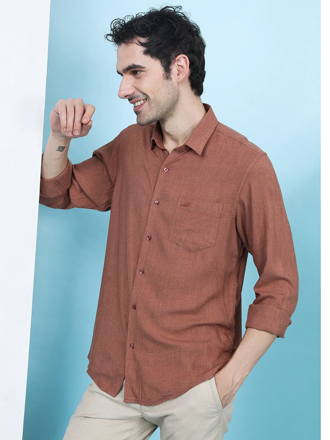 Ultra Soft Premium Viscose Melange Shirt Rust