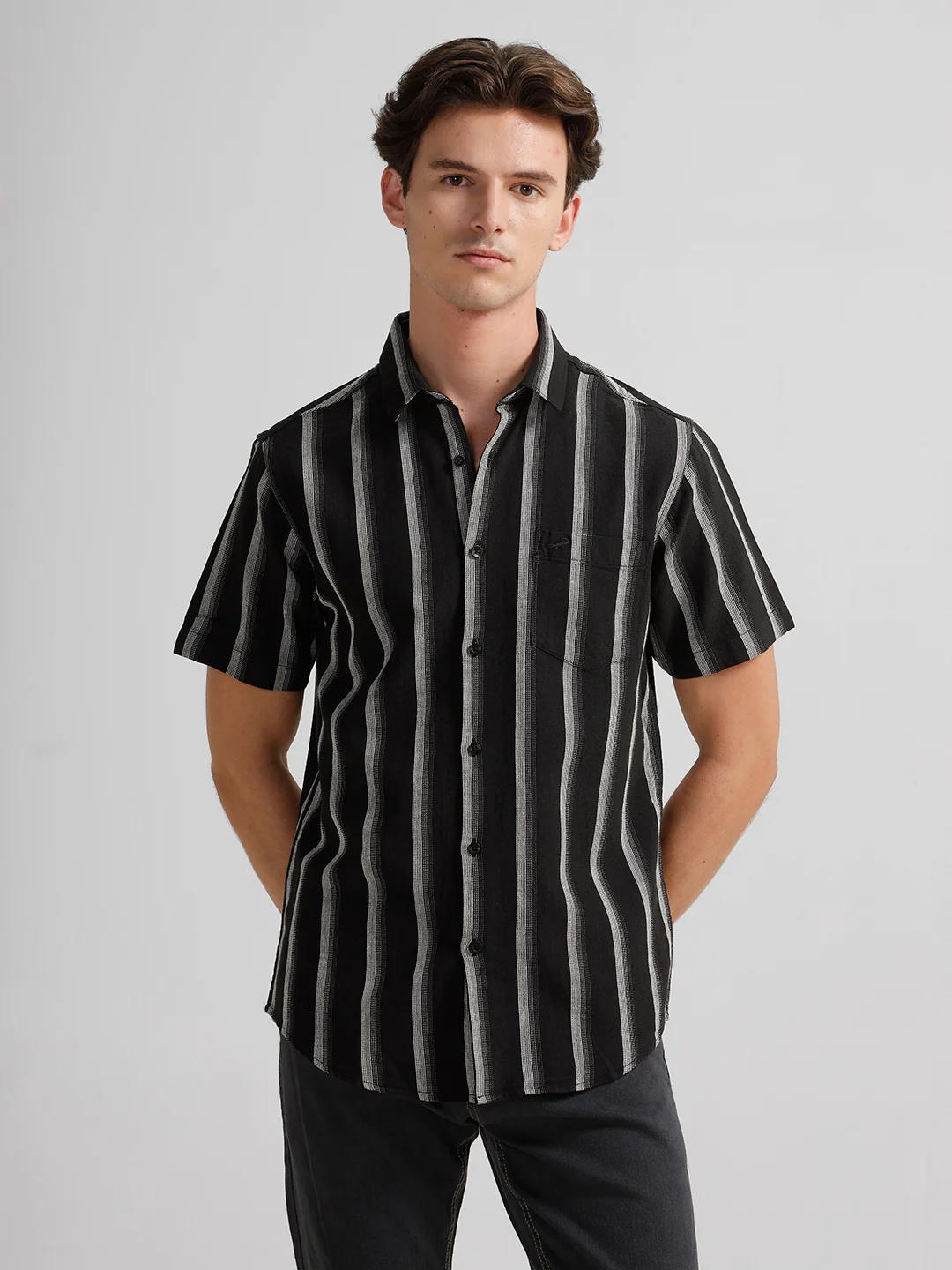 Cotton Cozy Stripe Black Shirt