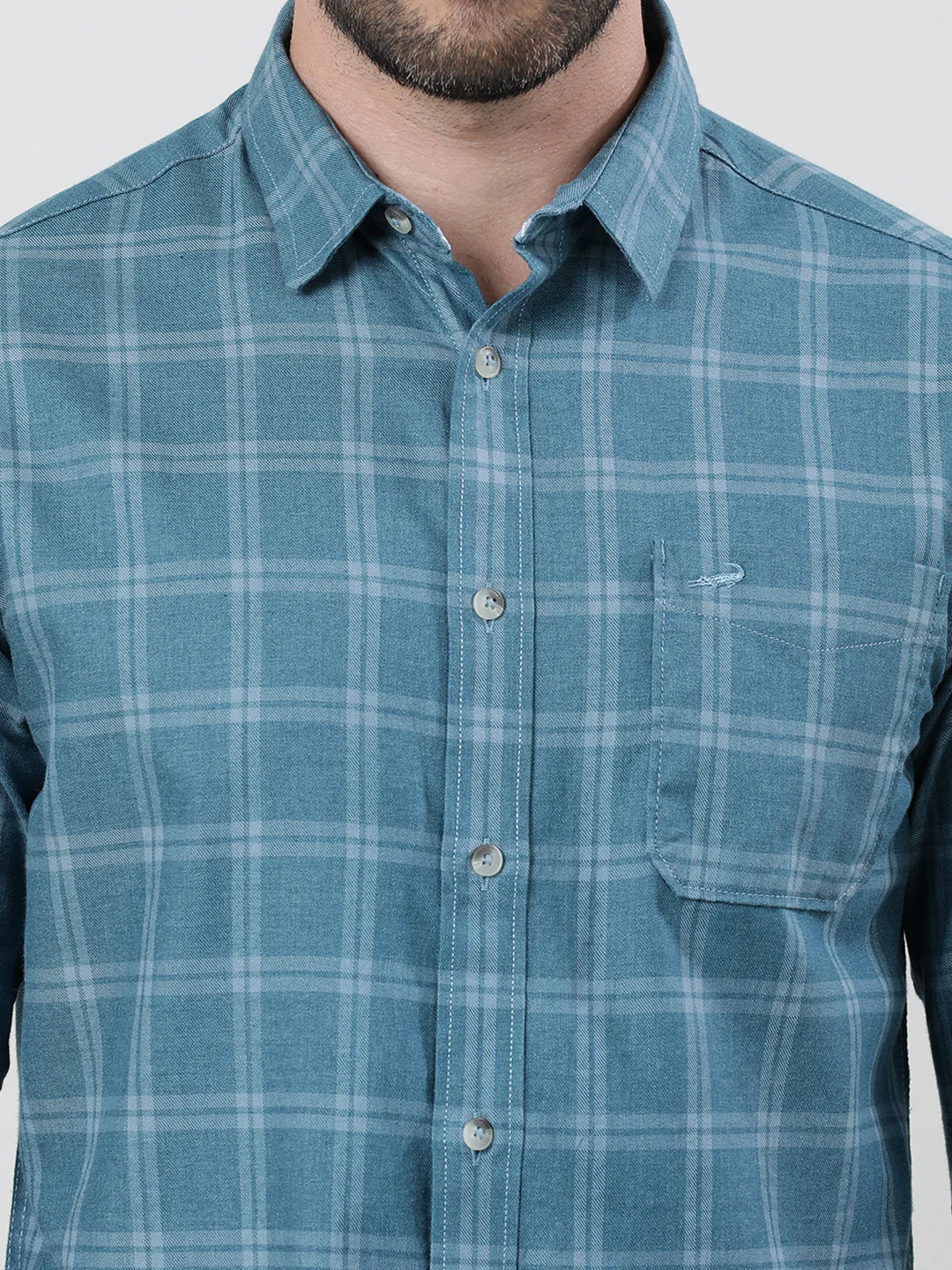 Casual Blue Checked Full Sleeve Shirt