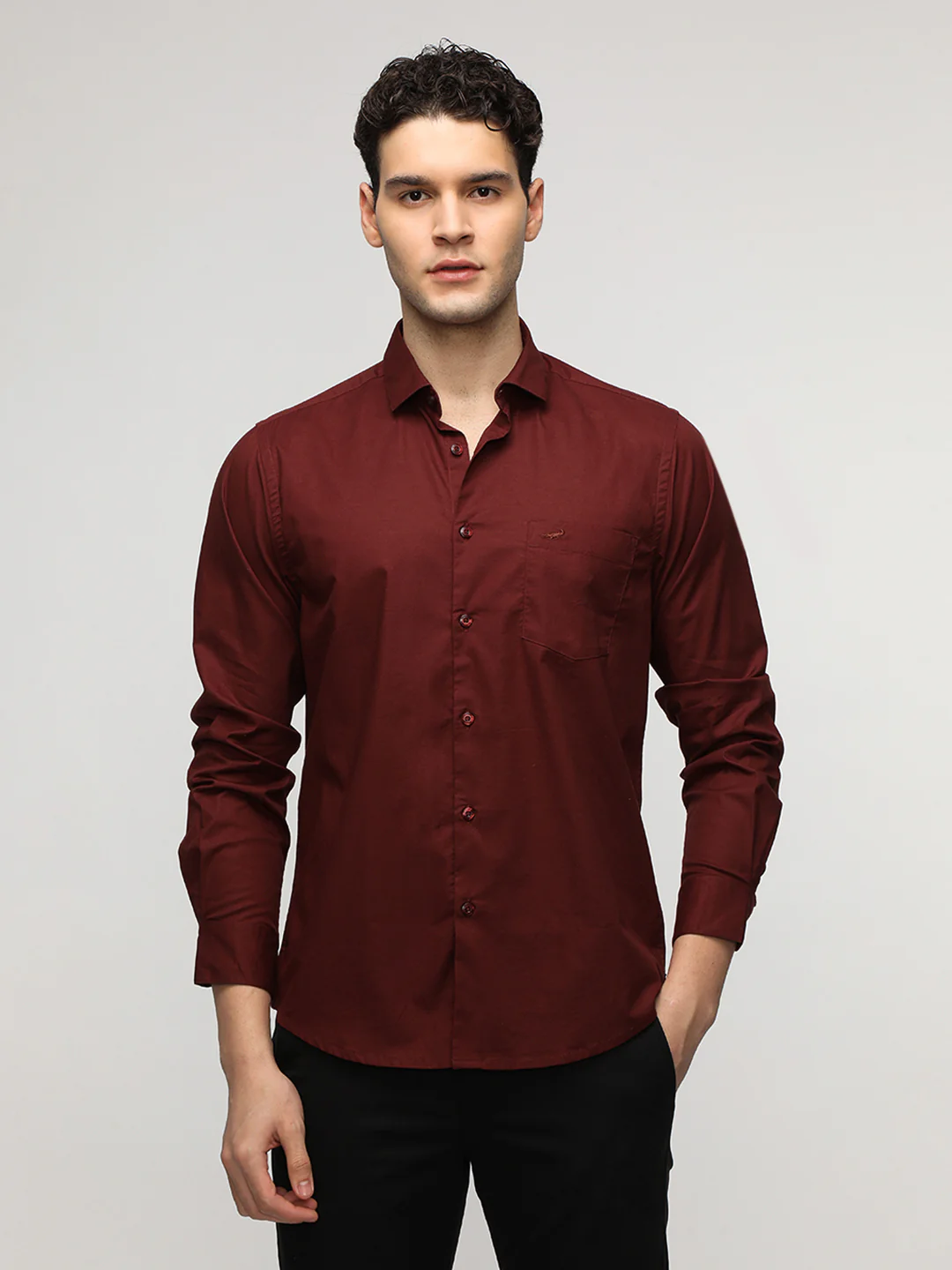 Brick Red Mercerized Premium Stretch Shirt