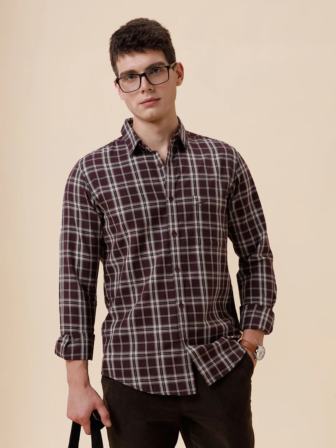 Cotton Slim Fit Checks Shirt