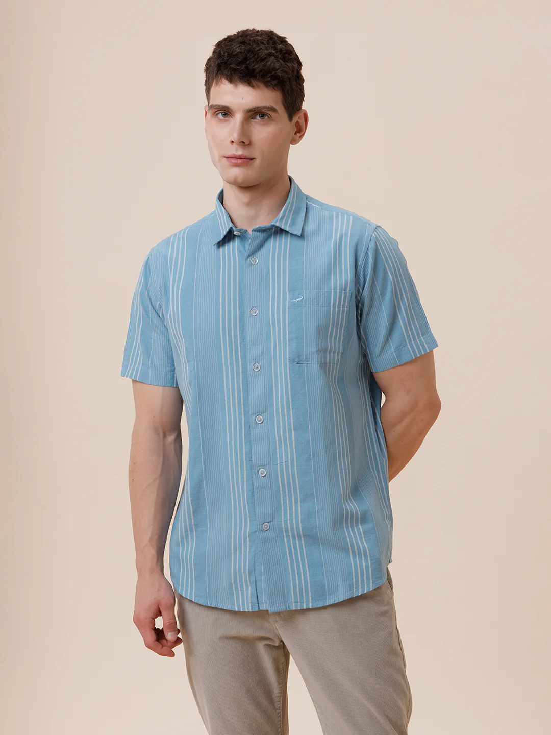 Cotton Textured Stripe Shirt