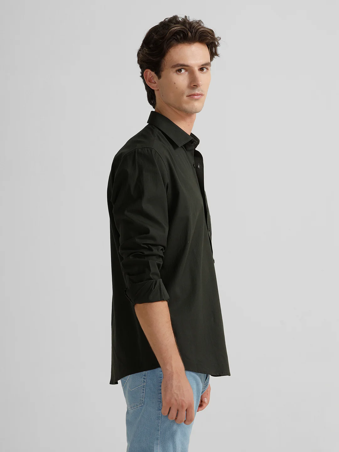 Self Stripe Smart Stretch Green Shirt