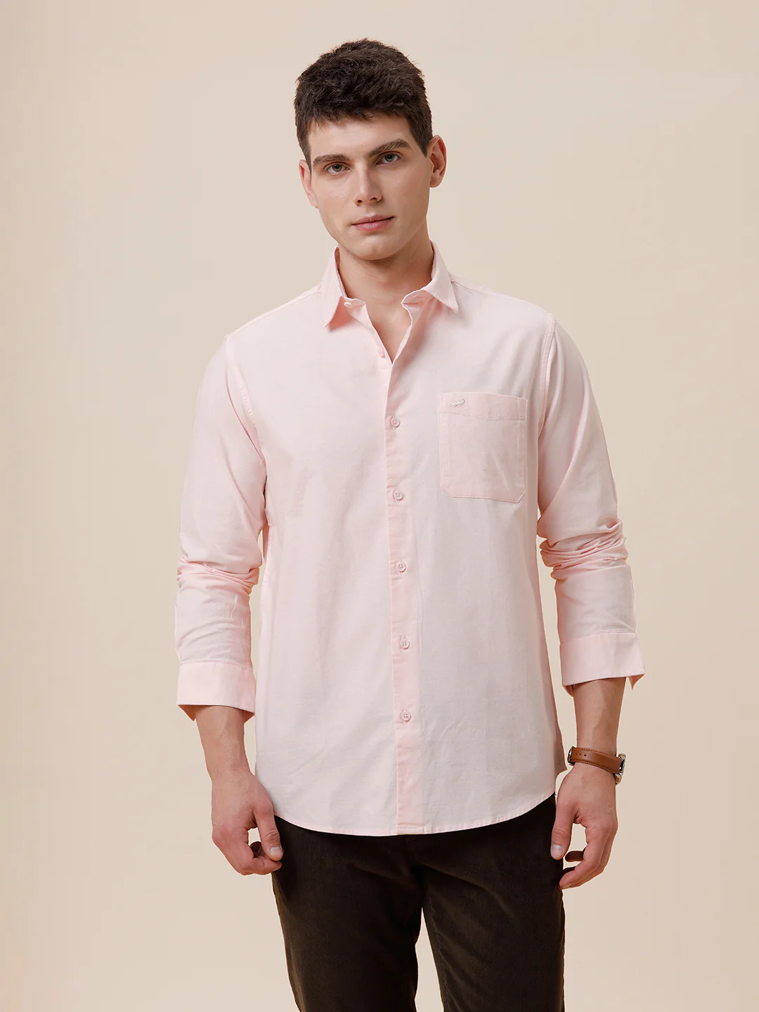 Cotton Pink Stretch Oxford Shirt
