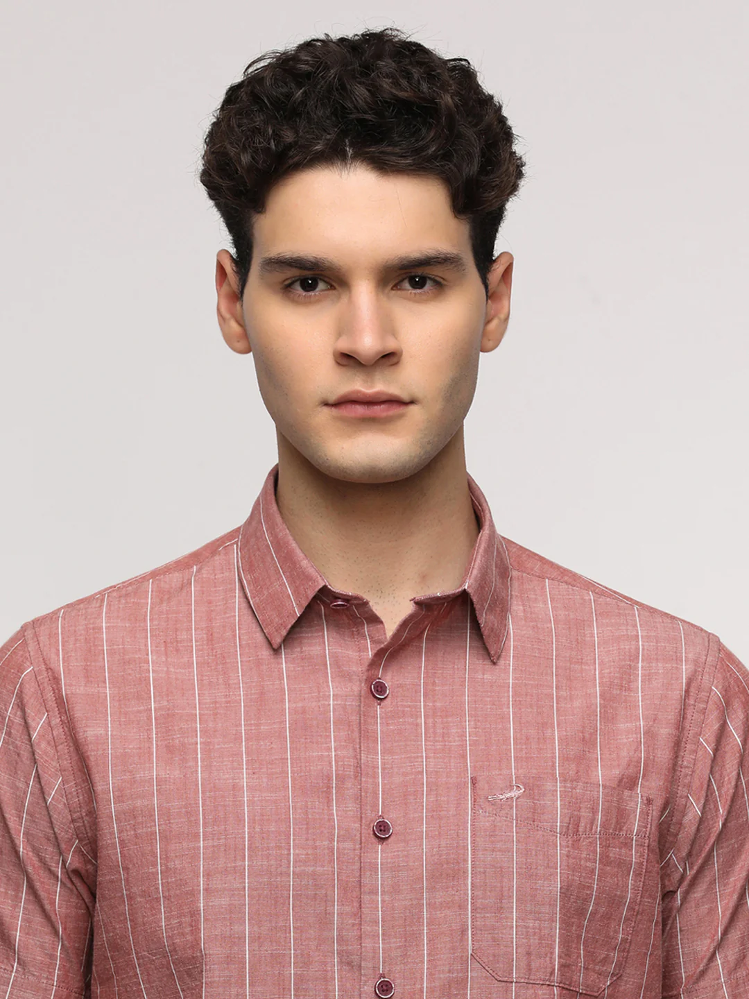 Red Textured Stripe Shirt