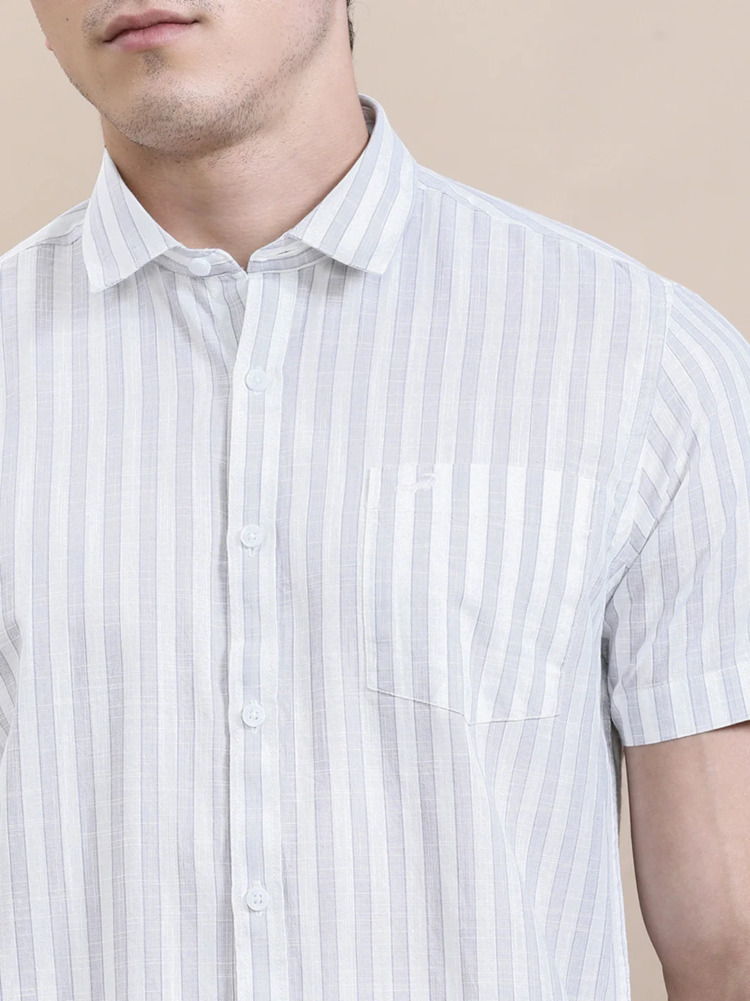 Stripe Textured Comfort Fit Purple Shirt