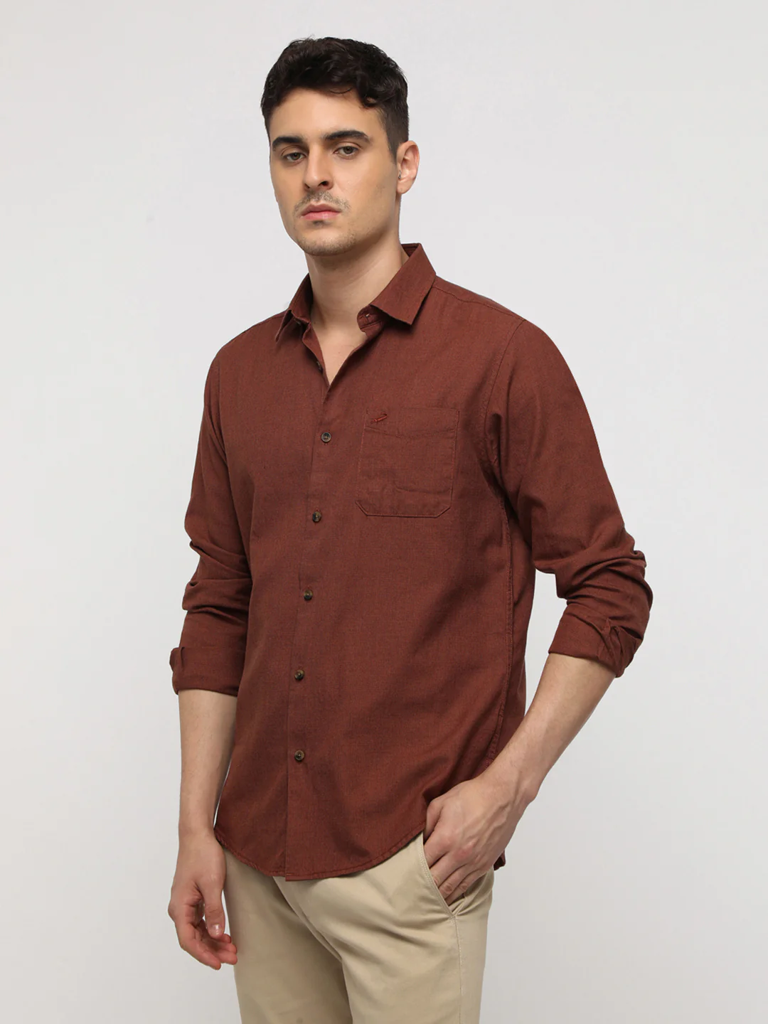 Dual Tone Rust Permium Textured Shirt