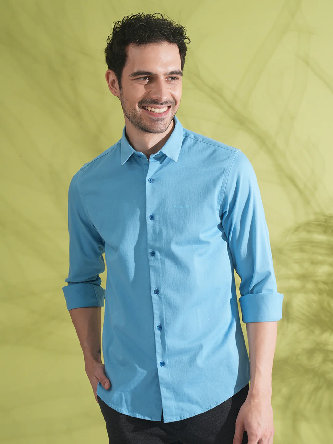 Textured Stretch Shirt Blue