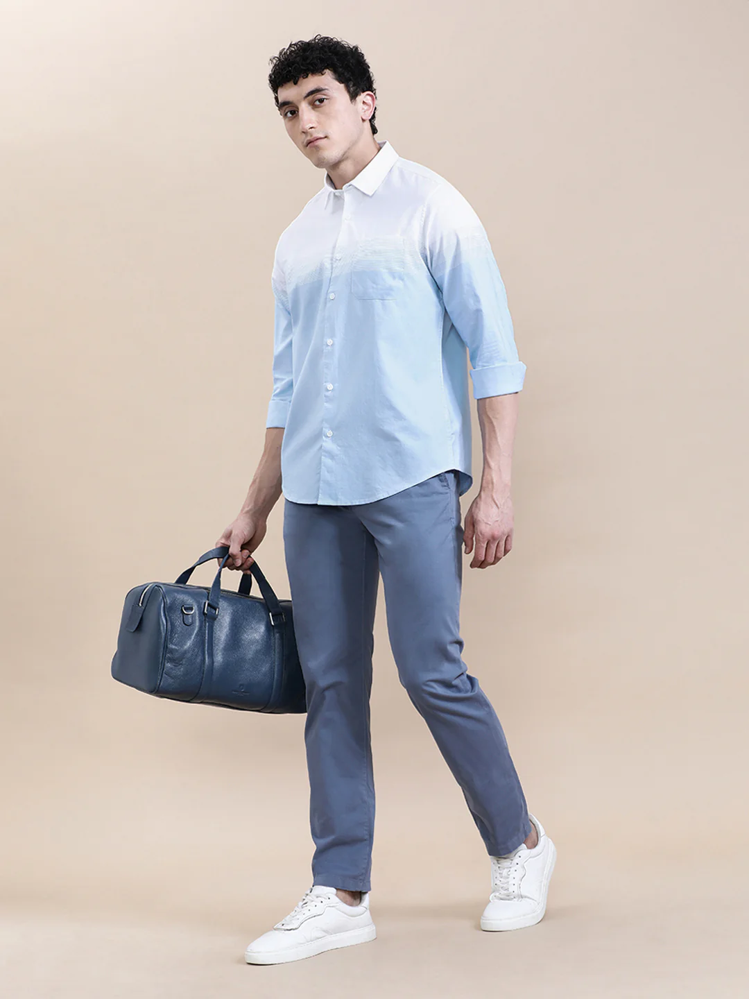 White Engineered Stripe Full Sleeve Shirt