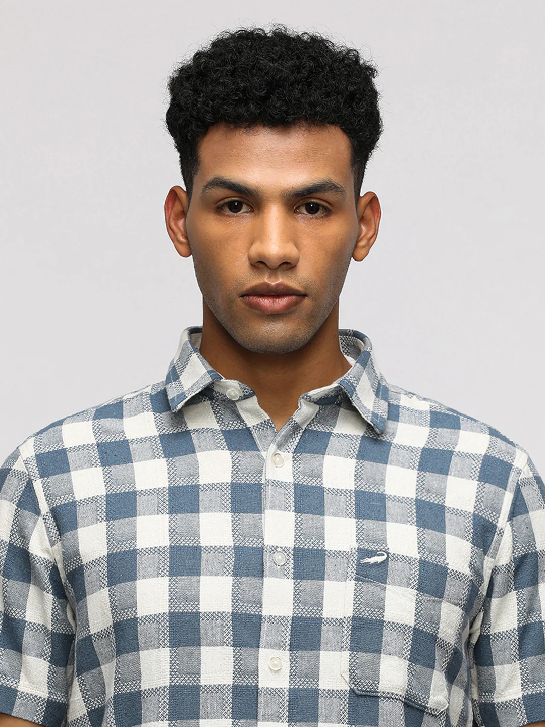 Half Sleeve Blue Checked Shirt for Casual Style