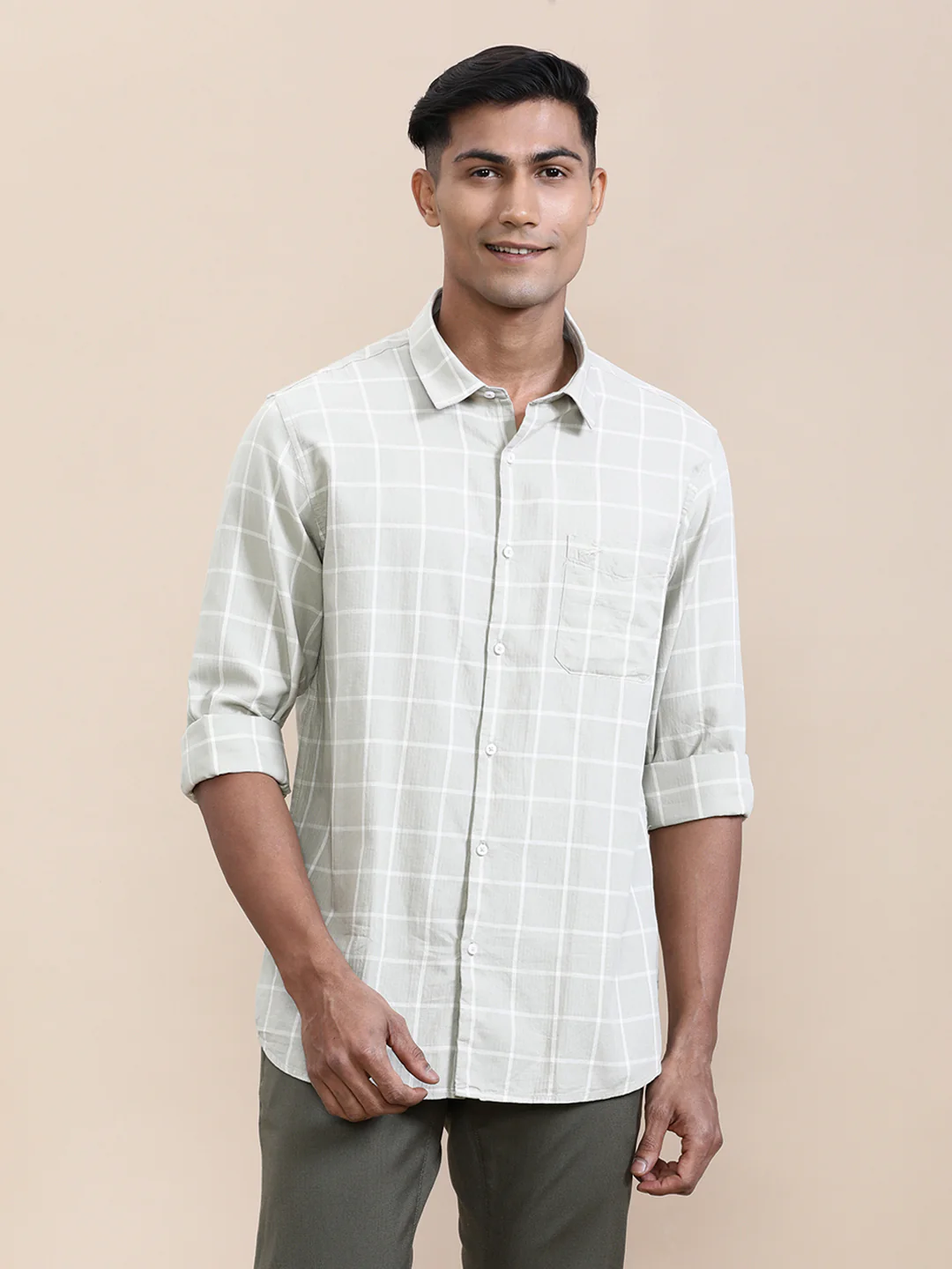 Grey Windowpane Lightweight Shirt