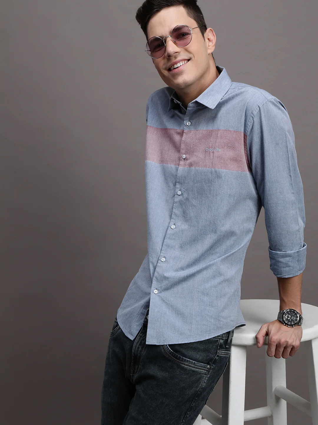 Blue Striped Casual Full Sleeve 100% Cotton Shirt