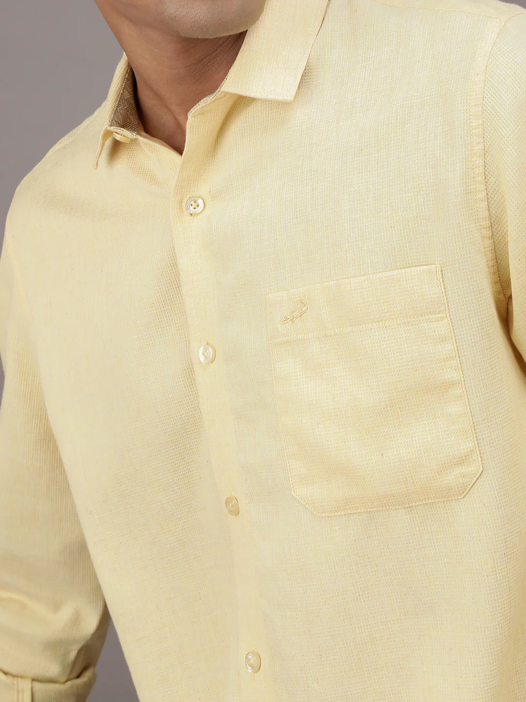 Yellow Solid Full Sleeve 100% Cotton Shirt