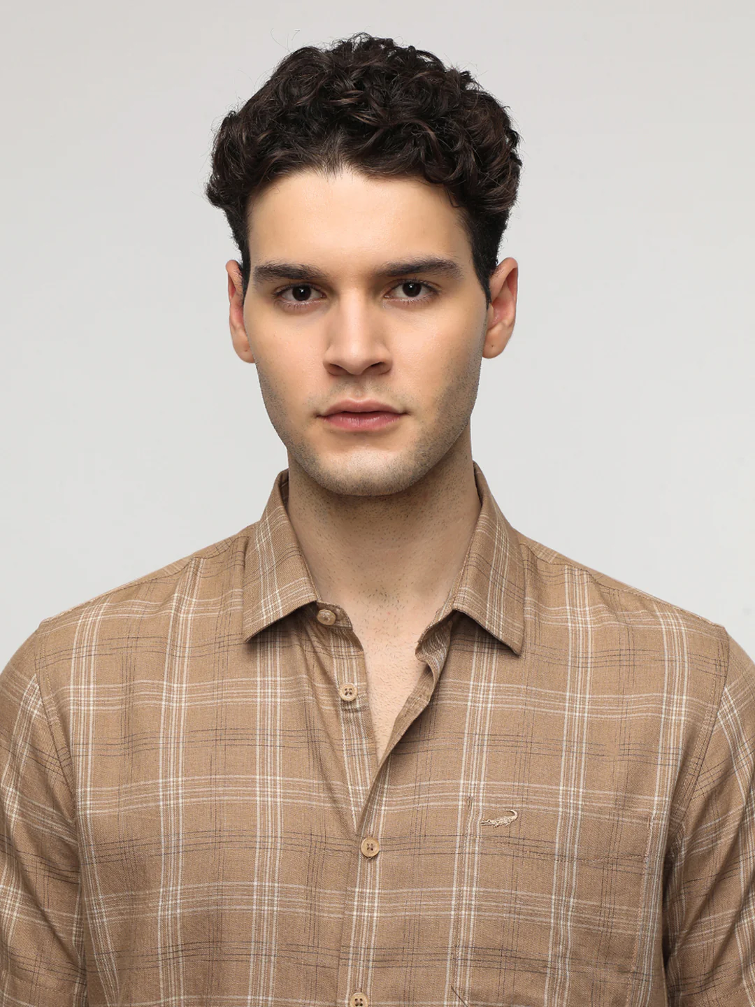 Light Brown Soft Fabric Premium Plaid Shirt