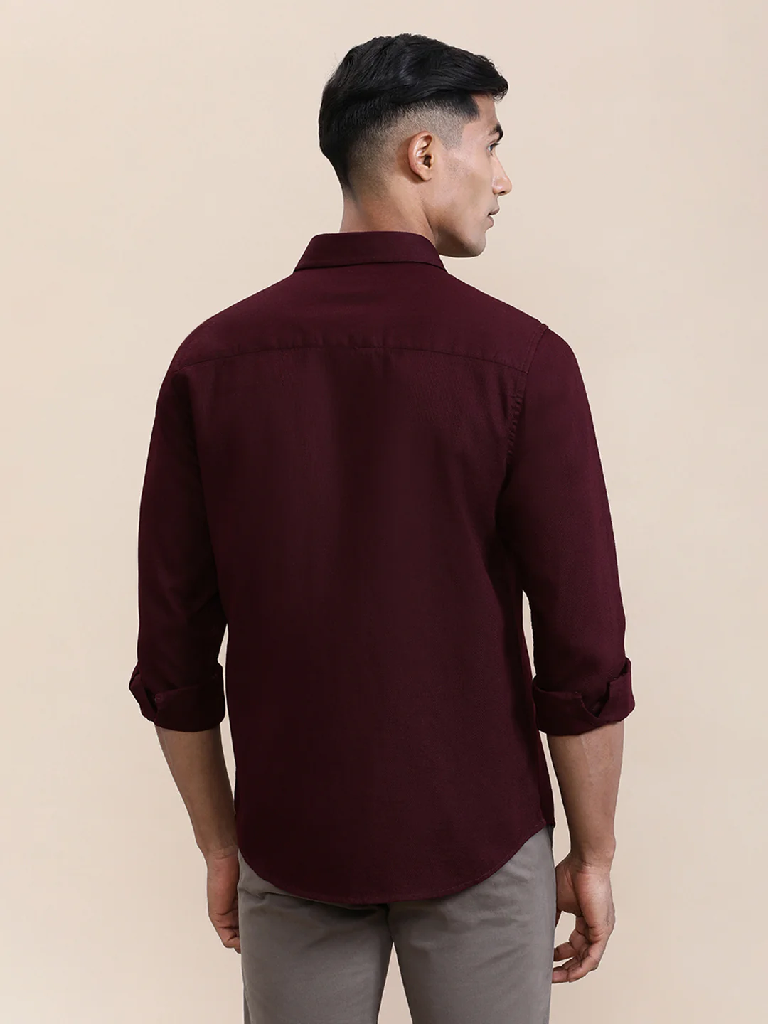 Cotton Textured Full Sleeve Shirt Brown