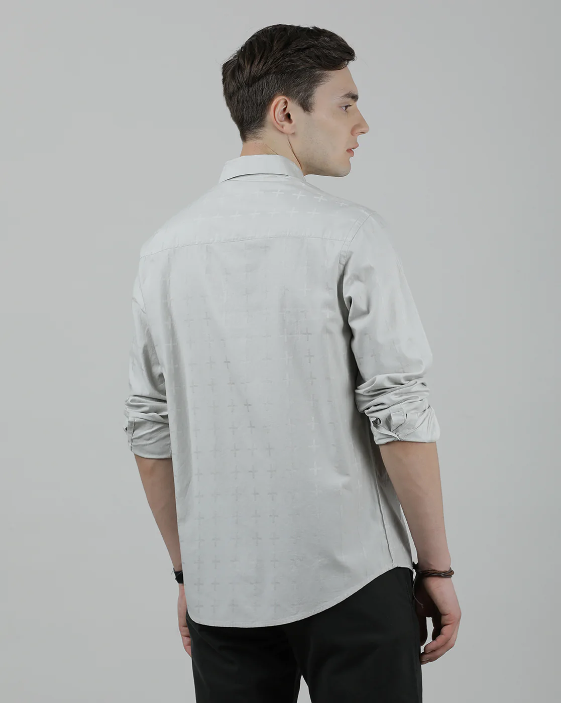 Printed Grey Casual Full Sleeve 100% Cotton Shirt