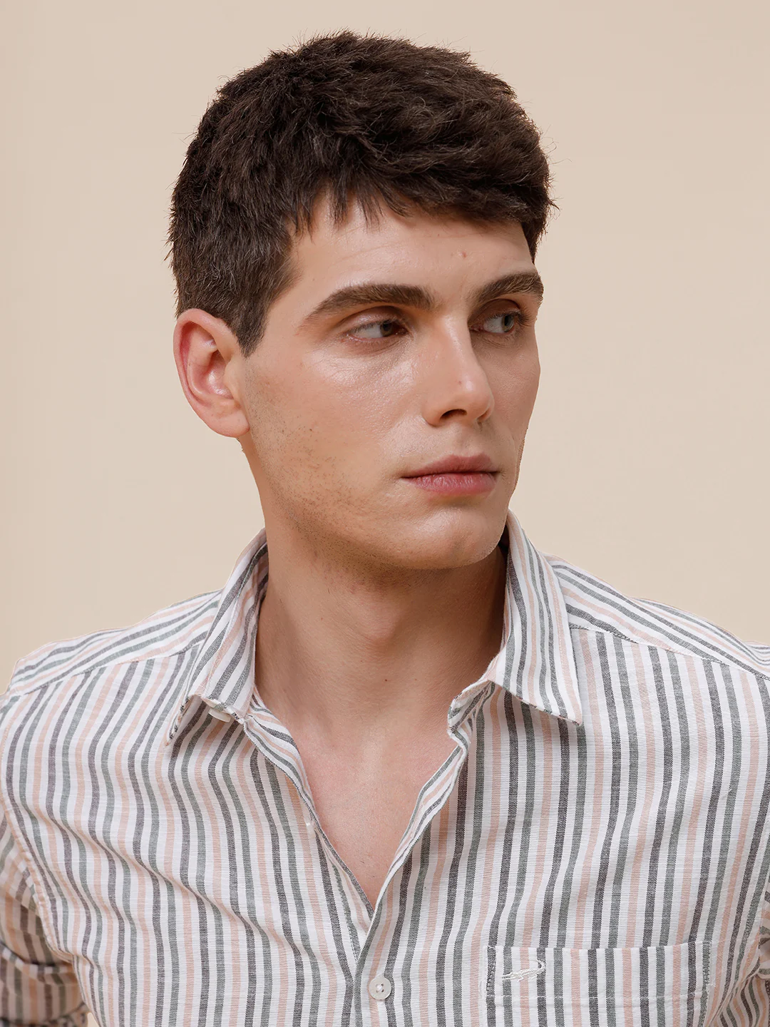 Cotton Textured Multi Colour Stripe Shirt