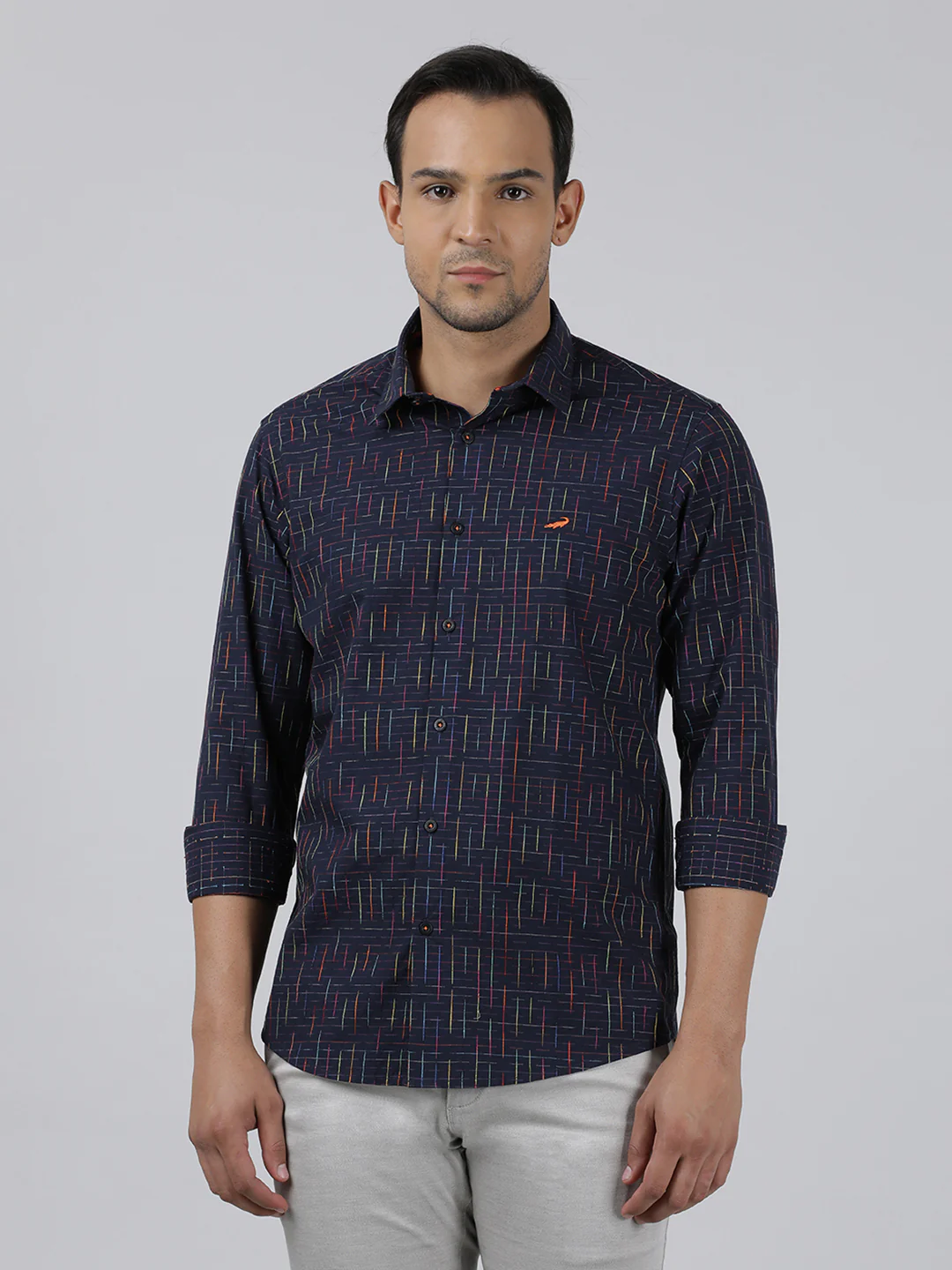 Printed Navy Full Sleeve 100% Cotton Casual Shirt