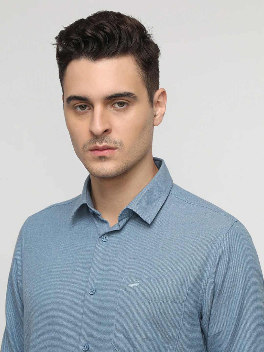 Dual Tone Blue Permium Textured Shirt