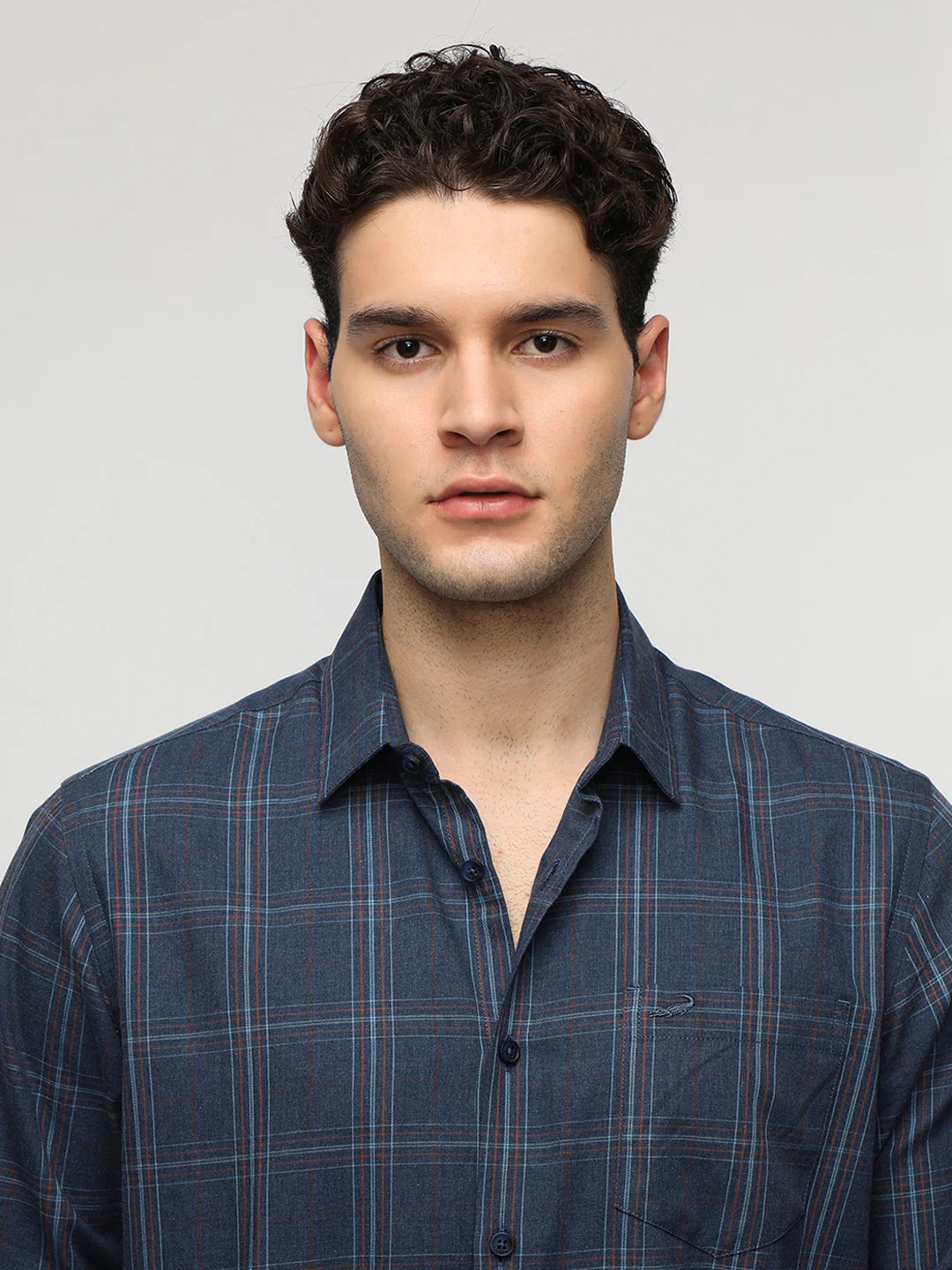 Checks Navy Melange Shirt