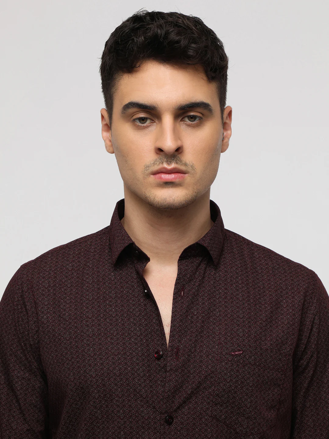 Burgundy Micro Printed Shirt