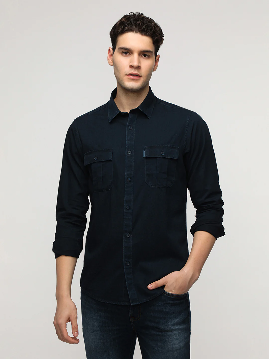 Indigo Washed Dual Pocket Shirt