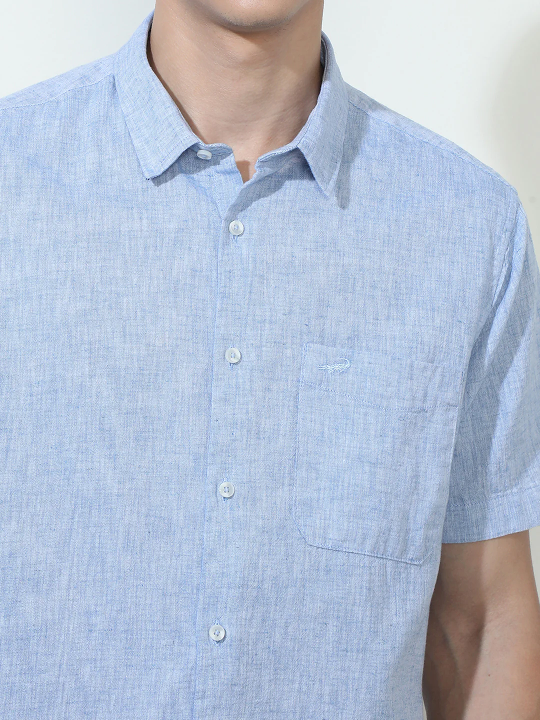 Blue Solid Half Sleeve Casual Shirt