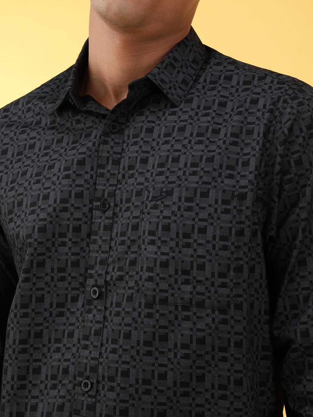 Black Printed Casual Full Sleeve 100% Cotton Shirt