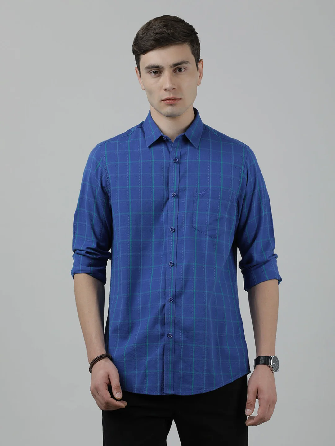 Royal Blue Checked Full Sleeve Shirt