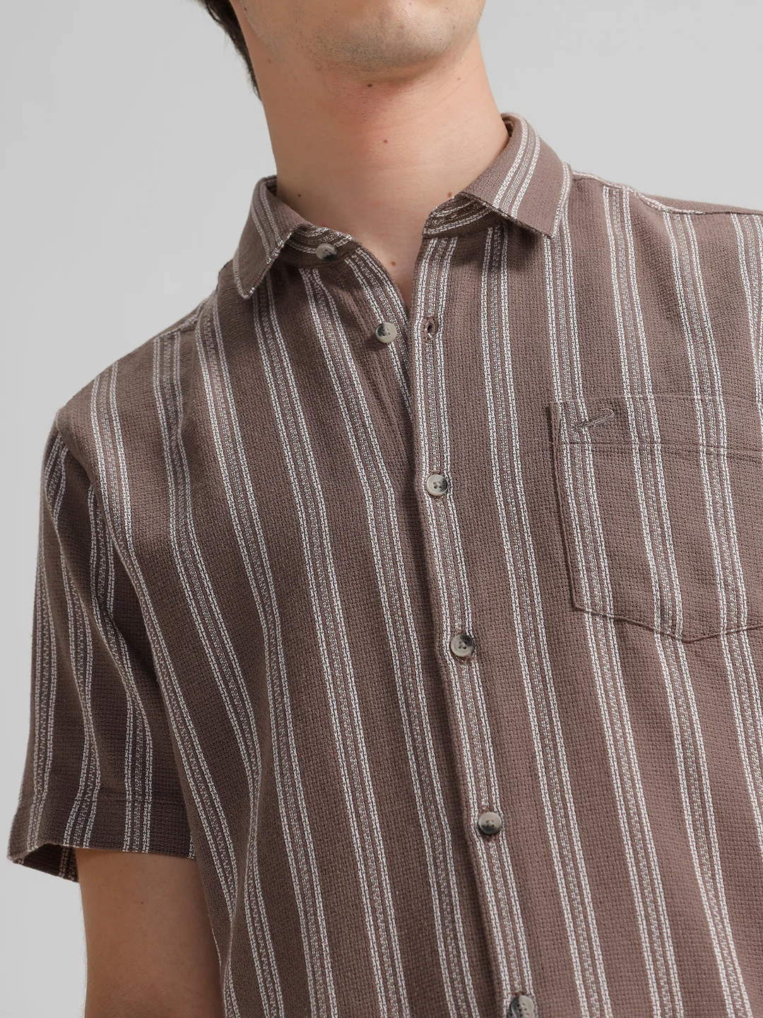 Cotton Cozy Stripe Brown Shirt