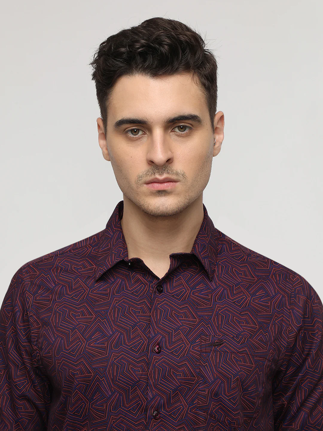 Wine Abstract Print Premium Textured Shirt