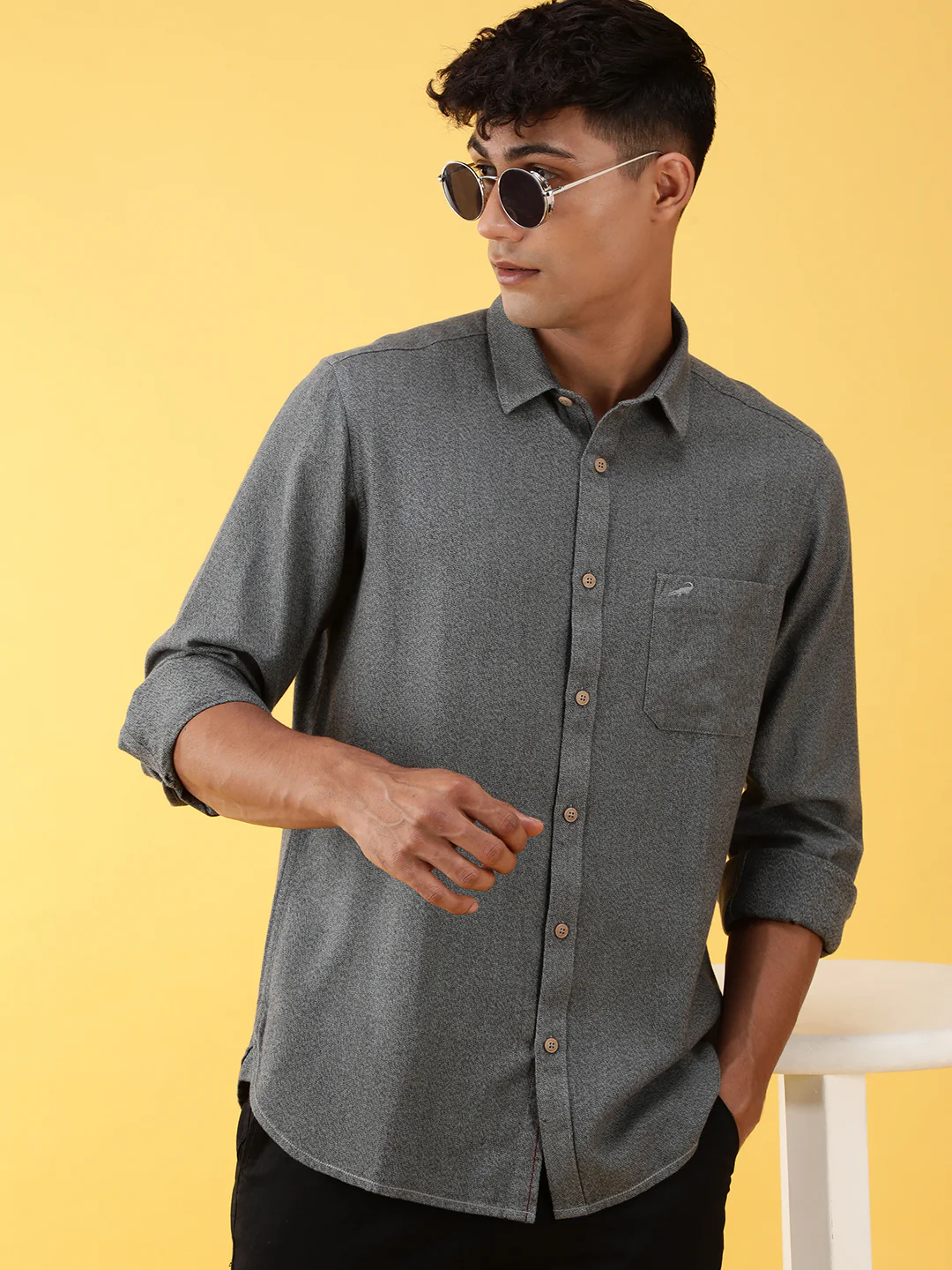 Green Solid Full Sleeve Casual 100% Cotton Shirt