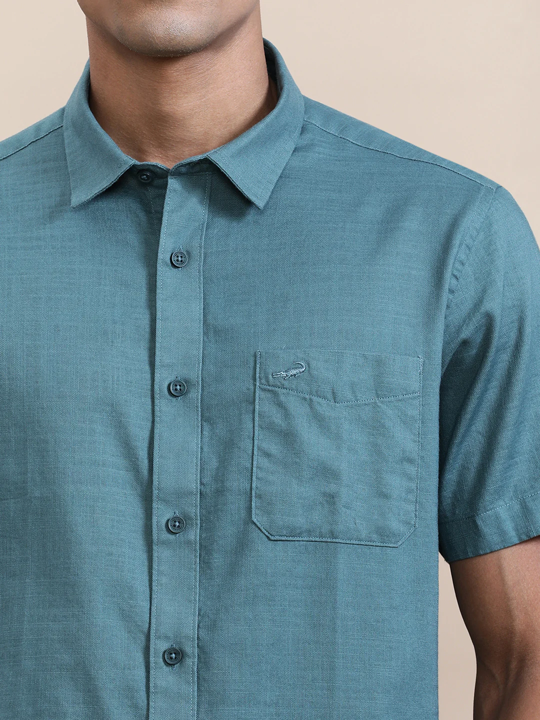 Pure Cotton Textured Half Sleeve Shirt