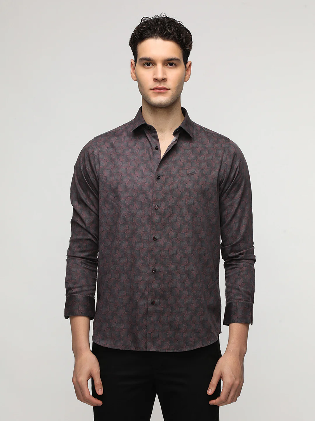 Rust Groovy Textured Premium Printed Shirt