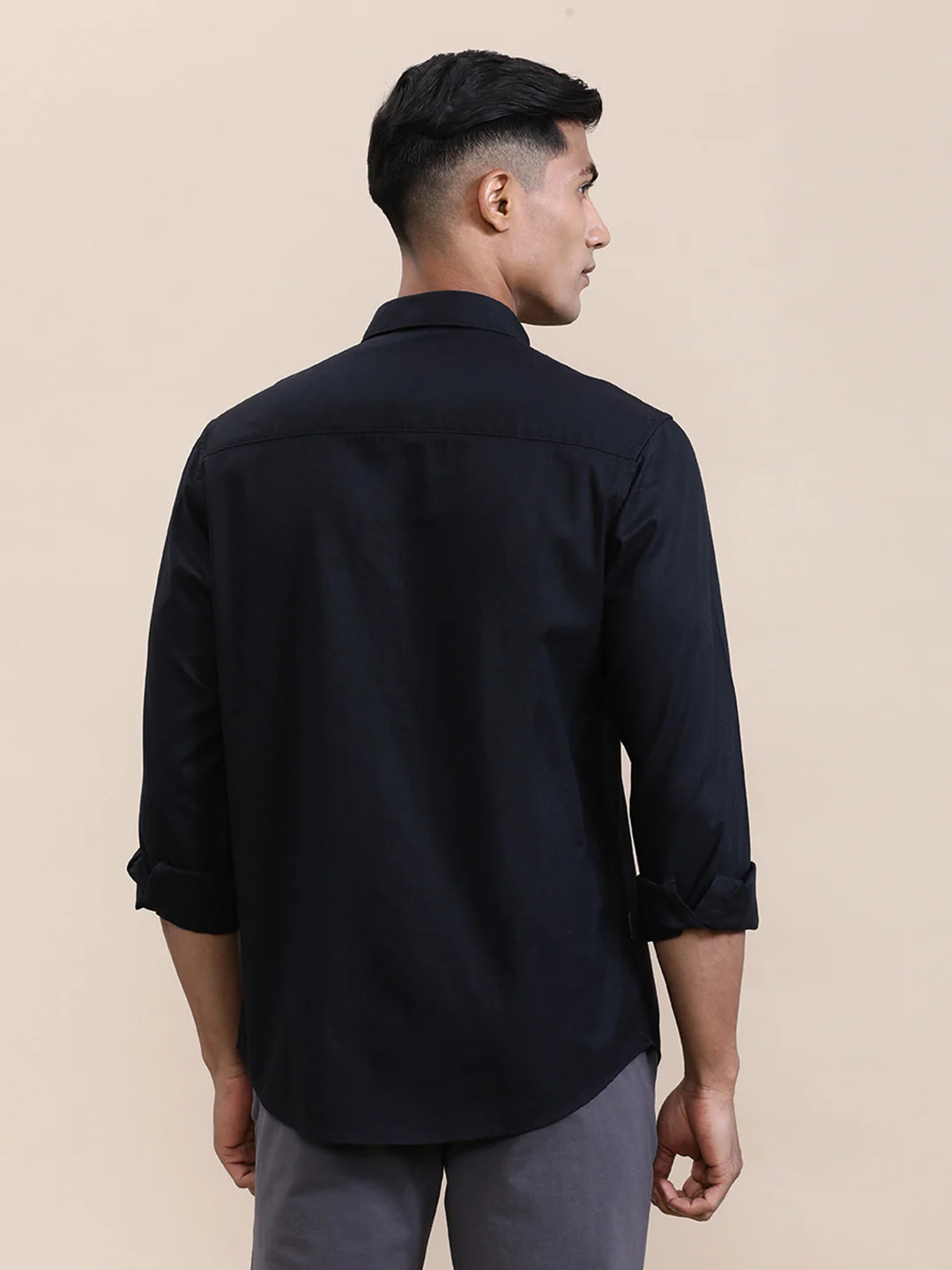 Black Mercerized Lyocell Blend Shirt