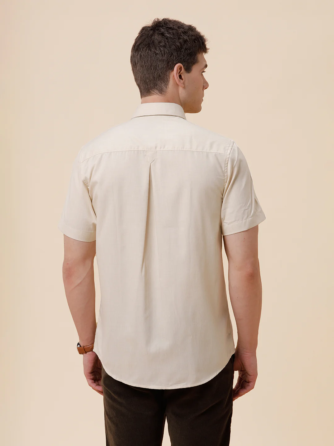 Melange Look Plain Cream Shirt