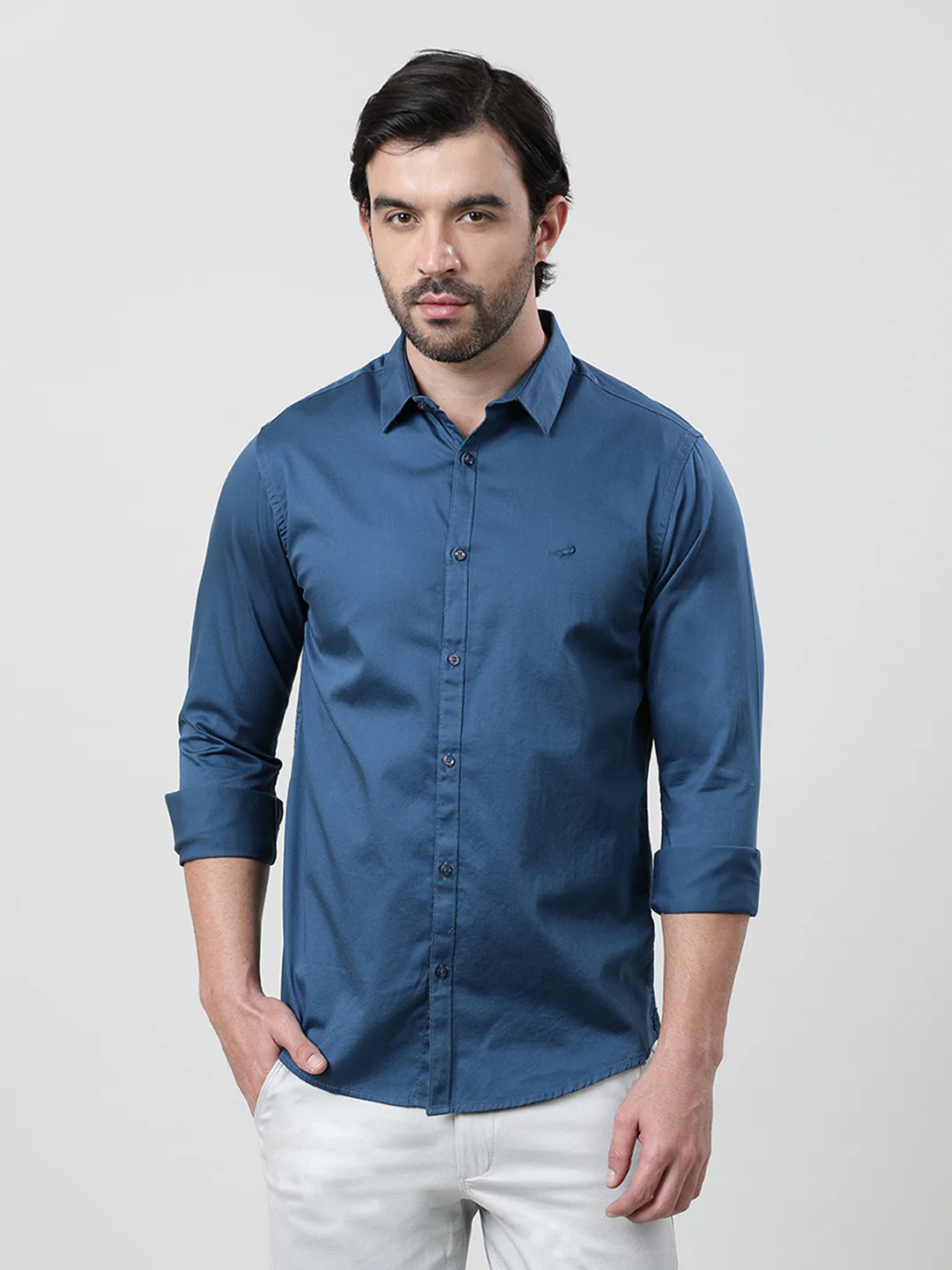 Royal Blue Solid Full Sleeve 100% Cotton Shirt