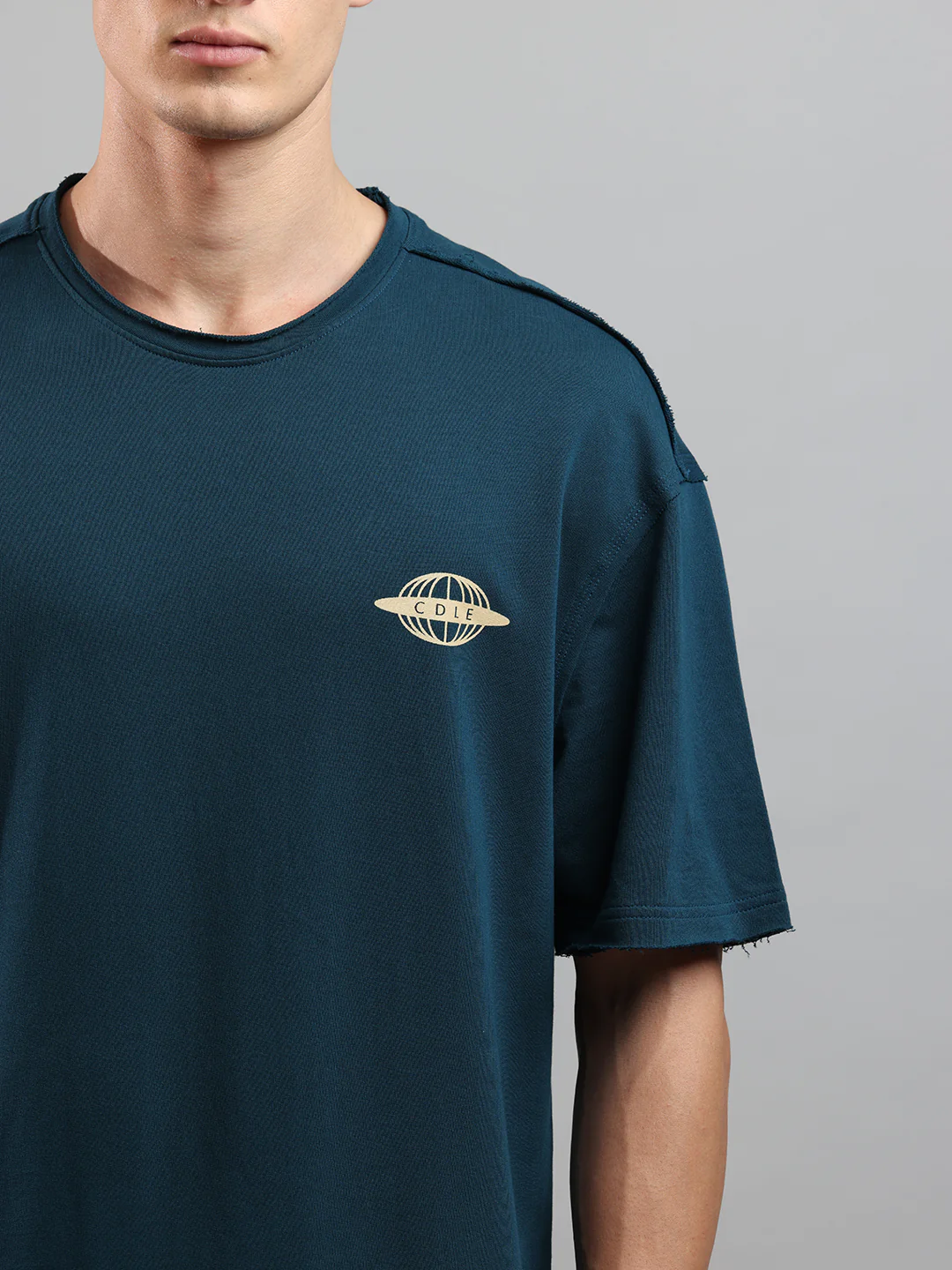 Quad Ripped Over Sized Crew In Teal